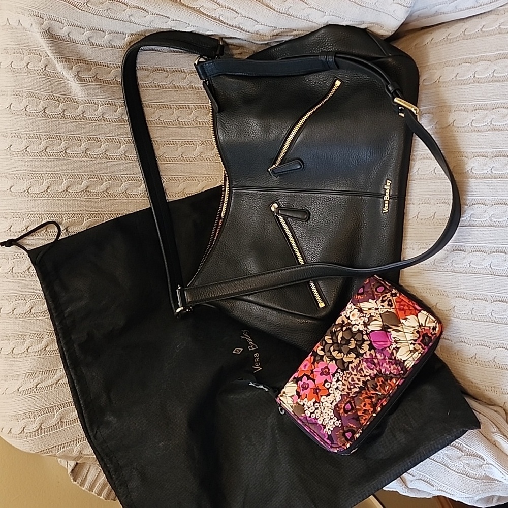 NWOT Vera Bradley leather purse satchel or crossbody + matching wallet